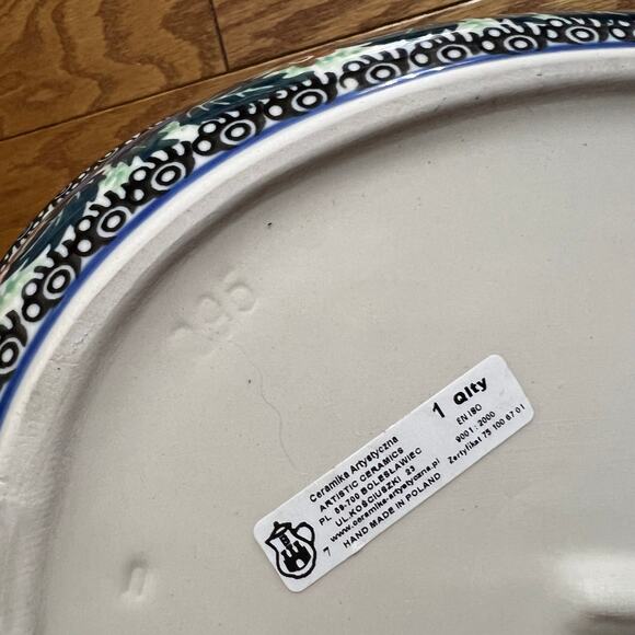 Unikat Ceremika Polish Pottery Casserole Dish Oval Blue Floral Bakeware 2007 - Picture 4 of 10